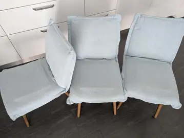 Ensemble de 3 chaises Ikea KLINTEN en tissu bleu clair avec pieds en bois