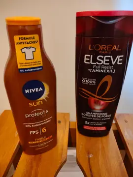 shampooing comme neuf, crème solaire neuve.