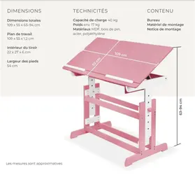 donne bureau rose enfant