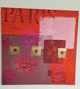 Tableau abstrait rouge et rose