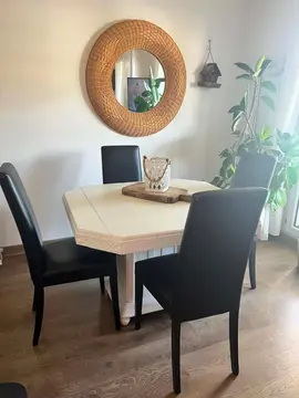 table blanche en bois + 4 chaises