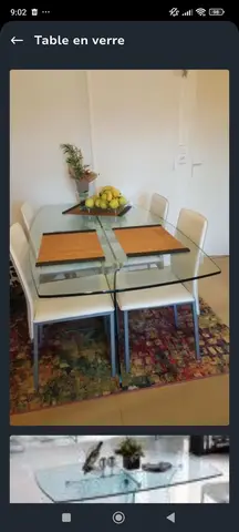 table à manger en verre