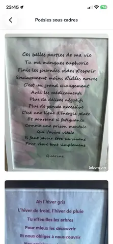 poésies sous cadre