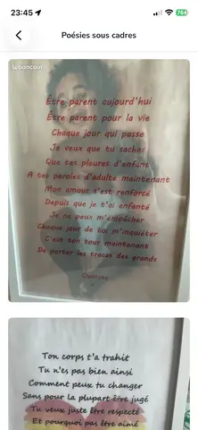 poésies sous cadres