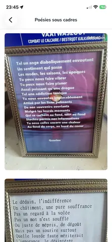 poésies sous cadres