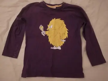 T-shirt manches longues violet monstre jaune 4 ans