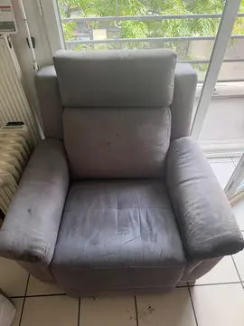 fauteuil, table + chaises, canapé, lave linge