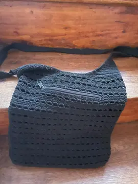 SAC BANDOULIERE CROCHETE NOIR