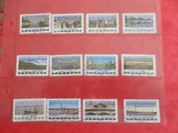 12 timbres oblitérés France "Les ponts"