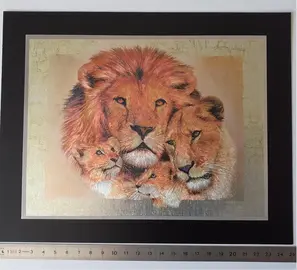 Tableau représentant une famille de lions