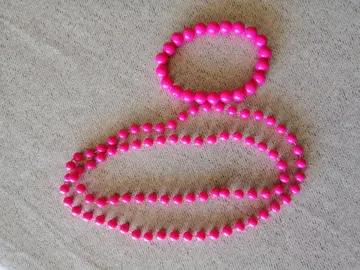Collier + bracelet perles roses