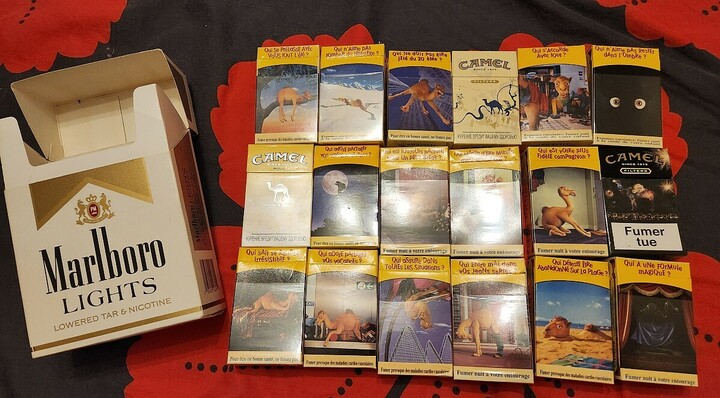 Paquets VIDES de cigarettes collectors